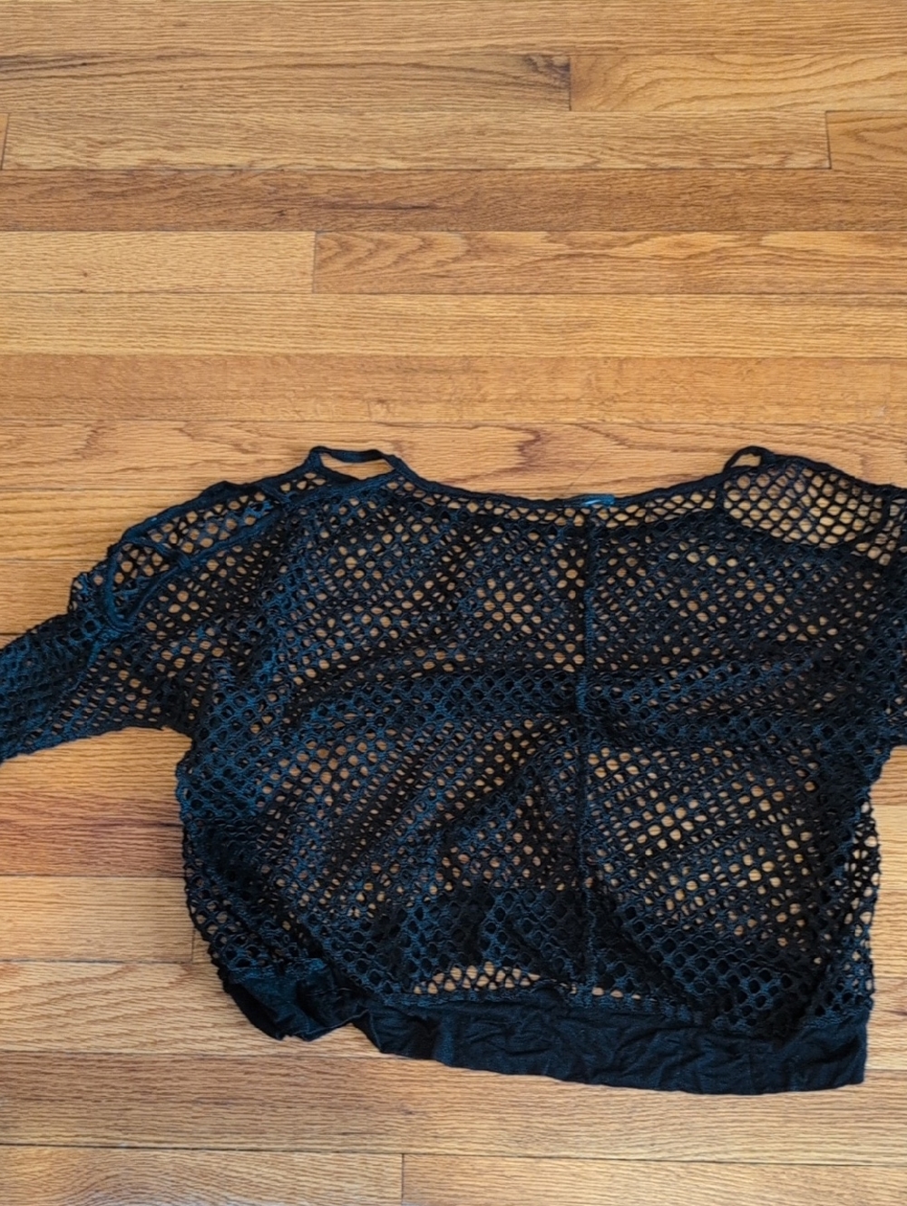 Source Unknown Black Crochet Mesh Swim Coverup